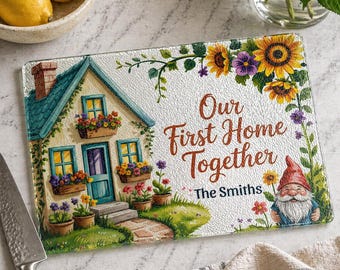 Personalized Family Name Glass Cutting Board: Housewarming Gift