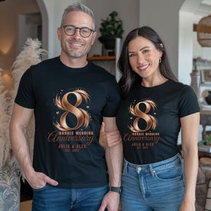 Gepersonaliseerde shirts voor 8-jarig jubileum, aangepaste namen voor koppels