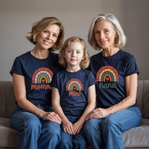 Rainbow Mommy and Me and Grandma Matching Mommy Nana and Mini Set Grandma Mom Shirts Mother&#39;s Day Gift Mom and Child Matching Bodysuit Tee