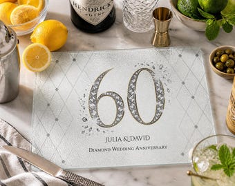 Personalisiertes Glasschneidebrett zum 60-jährigen Jubiläum