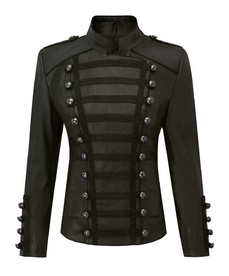 Buy Women Napoleon Military Style Black Women Leather British