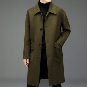 NEW Military Green Wool Overcoat Olive military officer field coat greatcoat