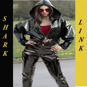 PVC Vinyl womens Shinny trench long Coat Waterproof Winters Jacket AND PANTS