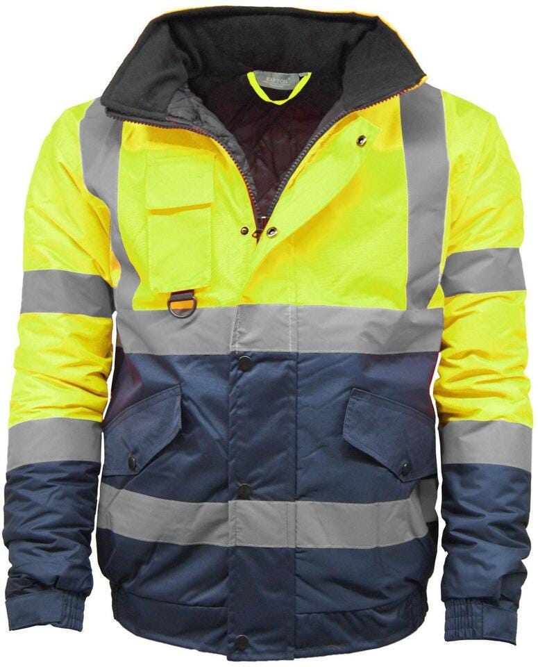 Men Hi Vis Viz Bomber Jacket High Visibility Waterproof Workwear Padded Quilted | UK - View #6