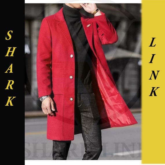 Coat Wintermantel Rot Herren Herren Wolle Mantel Langer