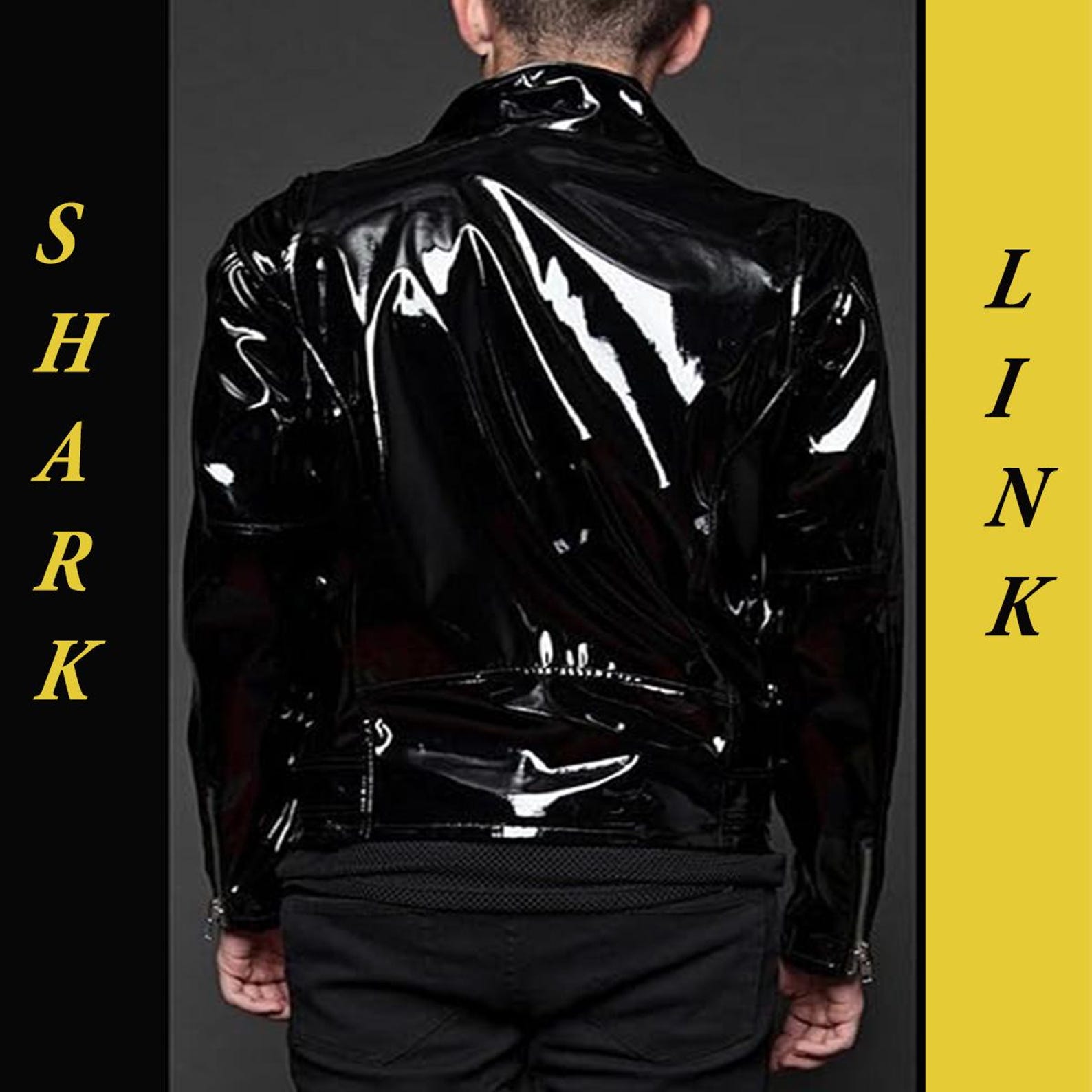 Mens PVC Vinyl Motorcycle Gothic Band Rip Moto Biker Punk Coat Jacket ...