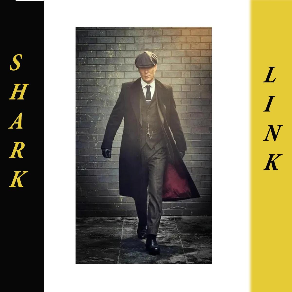 Peaky Blinders Herren Schwarzer Wolle Trenchcoat Thomas Shelby