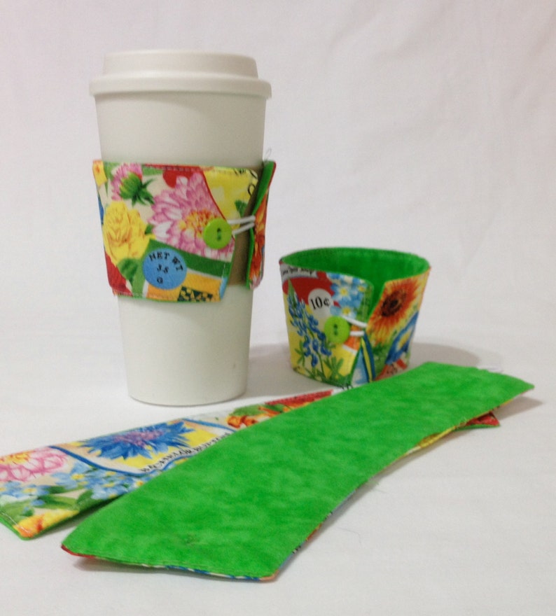 SALE Bright flower Coffee Cozie 2 for 1 Mix and Match image 2
