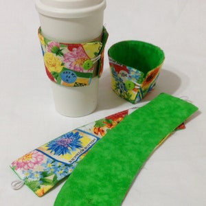 SALE Bright flower Coffee Cozie 2 for 1 Mix and Match image 1