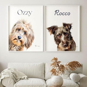 Custom Cat Dog Photo Portrait Cartoon Illustration With Quirky Natural Habit, Pet Digital Frame Poster Design, Personalized Pets Name Gifts