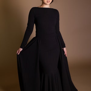 Black Over Skirt Attachment A Line Detachable Full Skirt Dramatic High Waist Skirt Accessory Cocktail Dress Formal Evening Wear Party Dress image 9