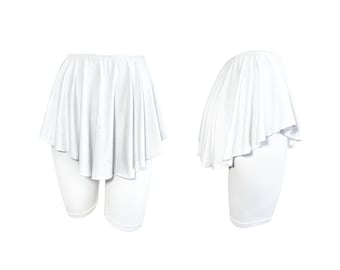 Bamboo Skirted High Waist White Skater Bike Shorts XS S M L XL 2XL 3XL 4XL