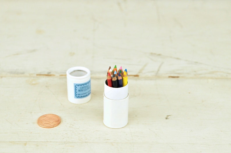 Set of 12 Tiny Colored Pencils in Capsule