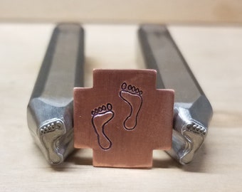 Metal Jewelry Stamp Metal Punch Stamp, Set Of Two Feet, One Left and One Right foot.