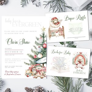 Winter Baby Shower Invitation: Christmas Tree Theme (Digital Download)