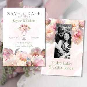 Peony Dreams Wedding Save The Date – Elegant Bridal Invite for Unique DIY Wedding Invitations | PEONY2