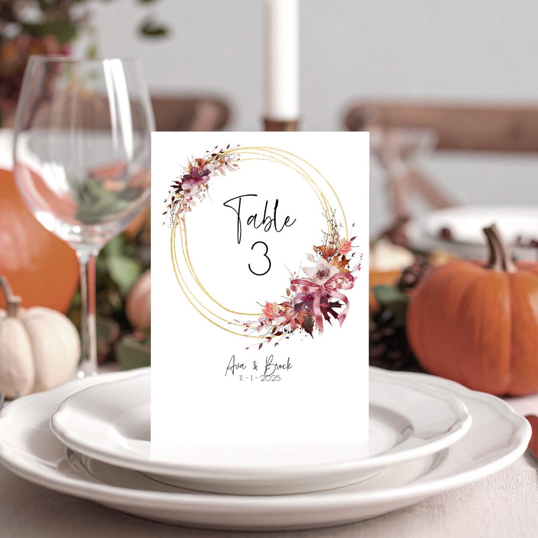 Fall Table Numbers Autumn Leaves Wedding Table Numbers: Rustic Fall Design (DIY Editable ...