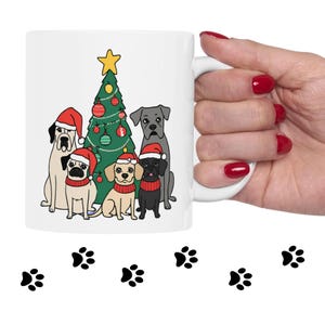 Festive Dog Christmas Mug | Cute Pug & Dog Holiday Coffee Cup | Perfect Gift for Dog Lovers | Christmas Tree Design