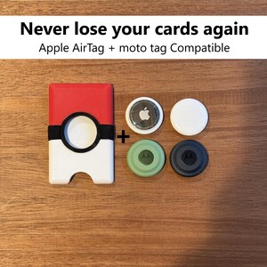 Guarda tus tarjetas con estilo: billetera delgada para tarjetas AirTag Tracker Classic Pokéball