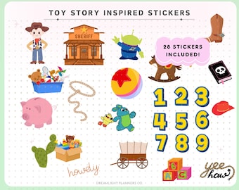 Cute Toys Digital Stickers for Planners, Goodnotes Template png, Cowboy Inspired Art, Sticker Bundle for Goodnotes, Instant Download File