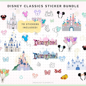 Bundle d'autocollants numériques Mickey Classics pour ipad, mignon clipart Transparent PNG, téléchargement immédiat de fichier Goodnotes pré-recadré, oreilles de souris