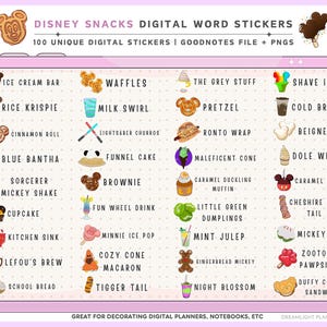 Magical Snacks Digital Stickers, Goodnotes Word Stickers, Digital Scrapbooking, Digital Notebook Stickers, Cute Travel Planner Stickers PNG