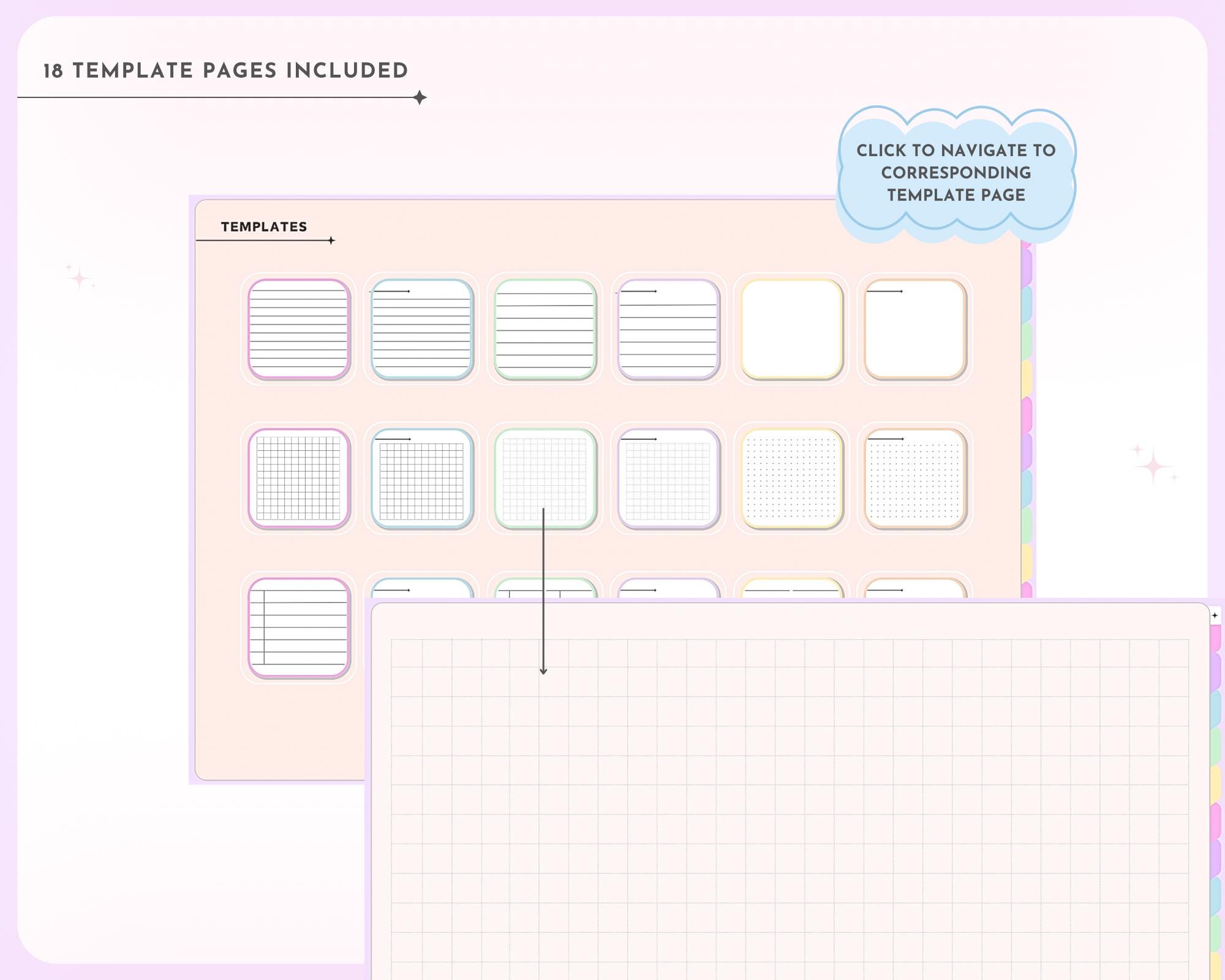 Landscape Digital Notebook With 15 Tabs and Free Stickers, Cute iPad ...