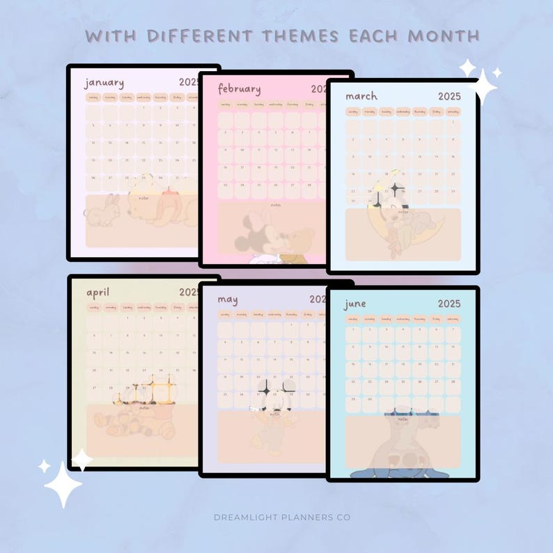 2025 Digital Calendar for Goodnotes, Kawaii Cute Baby Characters