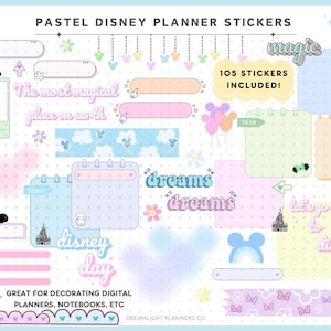 Pegatinas digitales de Mickey Planner, pegatinas con estética pastel para Goodnotes, bonitos PNG de scrapbooking para cuadernos, planificación diaria para iPad, orejas
