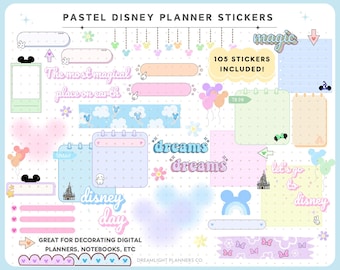 Mickey Planner Digital Stickers, Pastel Aesthetic Stickers for Goodnotes, Cute Scrapbooking PNGs for Notebook, Daily Planning for iPad, ears