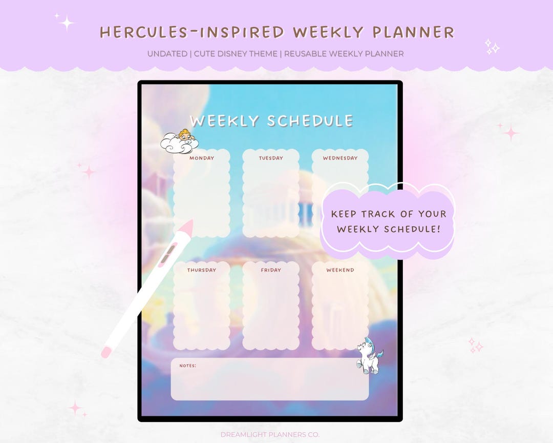 Hercules Digital Planner for iPad Cute Kawaii Weekly Schedule Organizer ...