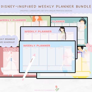 Prinsessa Veckoplanerare Bundle för Goodnotes Kawaii Design Digital Journal Pastellfärg Daglig Uppgift Digital Livsorganisatör Odaterad Flerfärgad