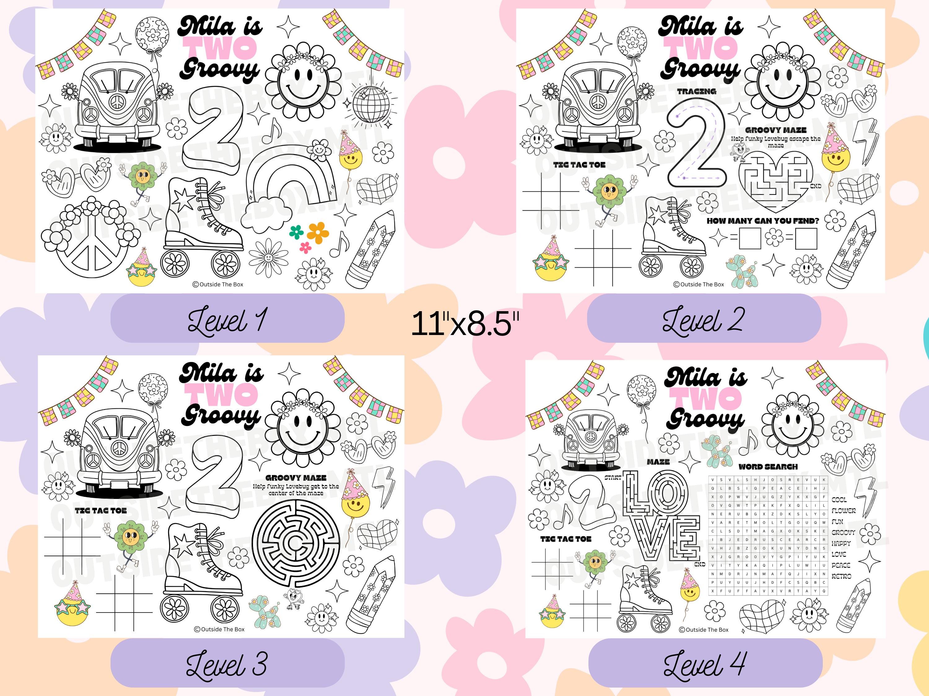 Printable Groovy Birthday Coloring Placemat | DIGITAL DOWNLOAD ...