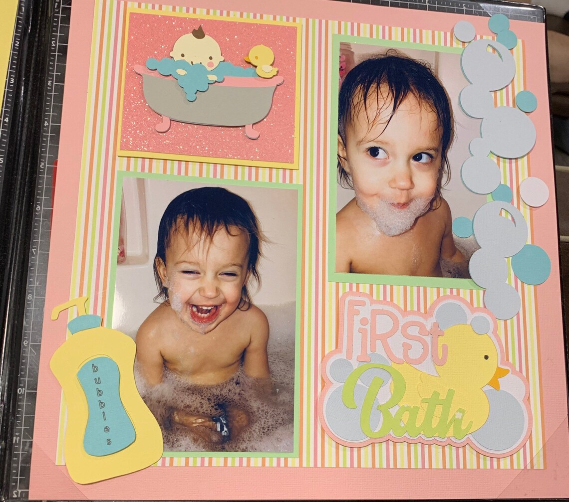 Baby's First Bath Scrapbook Layout Kit Etsy