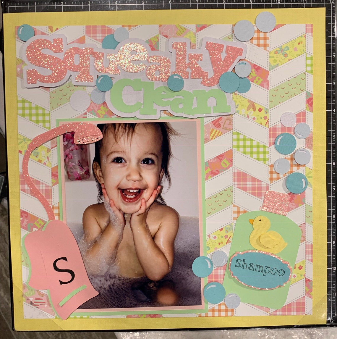 Baby's First Bath Scrapbook Layout Kit Etsy