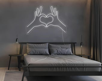 Custom Heart Hands LED Neon Sign | Custom Wall Decor