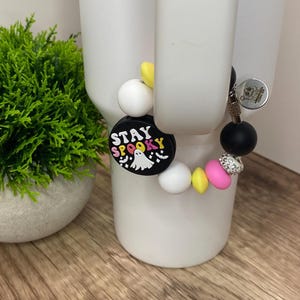 Fall Stanley Tumbler Charm Stanley Accessories Cute Cup Accessory Handle Bracelet Ghost Silicone Focal Bead Fall Beverage Charm Gift for Her