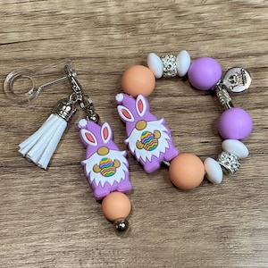 Easter Gnome Tumbler Charm Set, Bunny Ear Gnome Straw Dangle & Handle Charm, Colorful Silicone Cup Accessory Water Bottle Bling Bracelet