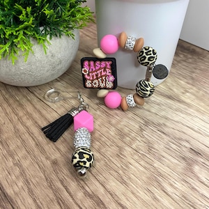 Sassy Little Soul Tumbler Cup Charm Set Daisy Bag Tag Stanley Accessories Gift for Her Water Bottle Bougie Leopard Handmade Handle Bracelet