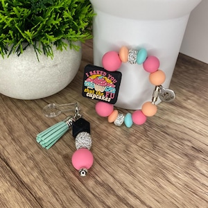 Stanley Cup Charm Set Cupcake Bag Charm Stanley Accessories Tumbler Charm Sassy Gift for Her Straw Dangle Funny Adult Quote Handle Bracelet