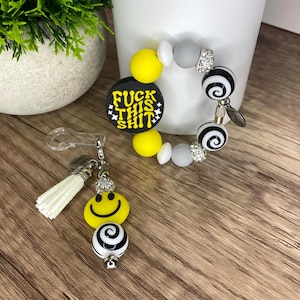 Stanley Cup Charm Set Beverage Charm Stanley Accessories Tumbler Charm Gift for Her Stanley Smiley Face Charm Adult Quote Handle Bracelet