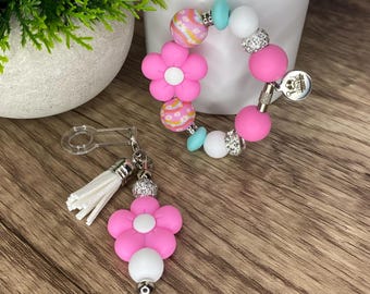 Bubble Flower Tumbler Straw Charm Set Beverage Tag Stanley Accessories Water Bottle Charm Colorful Flower Charm Floral Tumbler Charm