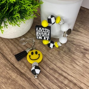 Lane Sucks Tumbler Cup Charm Set Bogg Bag Charm Stanley Accessories Gift for Her Stanley Smiley Face Bag Tag Adult Quote Handle Bracelet