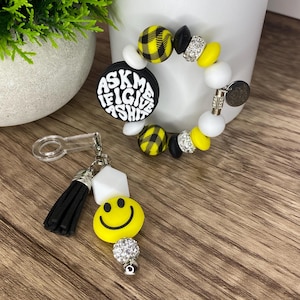 Stanley Cup Charm Set Bogg Bag Charm Stanley Accessories Tumbler Charm Gift for Her Stanley Smiley Face Charm Adult Quote Handle Bracelet