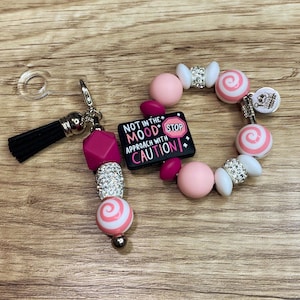 Not In the Mood Tumbler Charm Set Bag Tag Stanley Accessory Sassy Gift for Her Straw Dangle Sarcastic Quote Handle Bracelet