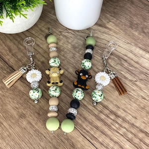 Stanley Cup Charm Set Daisy Bag Charm Stanley Accessories Tumbler Charm Cute Cowgirl Gift for Her Stanley Straw Farm Cow Handle Bracelet