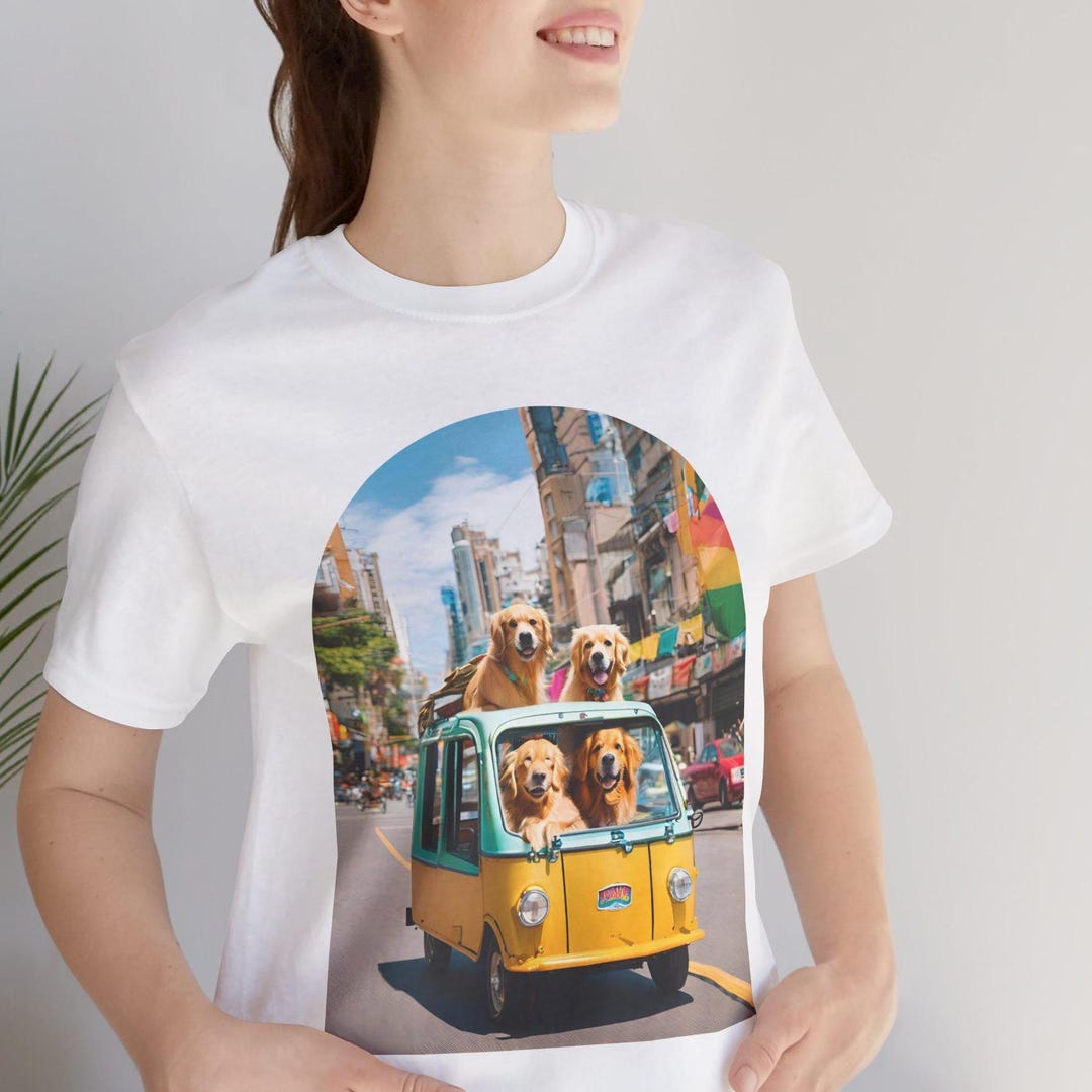Golden Retriever Dog Cute Tee Shirt, Unisex Jersey Short Sleeve Tee ...