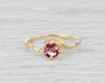 Ruby Nature Inspired Engagement Ring - Ruby Twig Ring Delicate Engagement Ring in Yellow Gold, White Gold, Rose Gold or Platinum