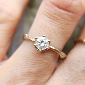 Garland Moissanite Solitaire Ring Diamond Alternative Engagement Ring, Nature Inspired Moissanite Twig Ring, Handmade Minimalist Ring image 1