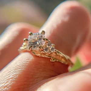 Feyre Diamond Cluster Engagement Ring | Delicate Multi Diamond Engagement Ring, Lab Grown Diamond Nature Inspired Ring, Rustic Twig Ring